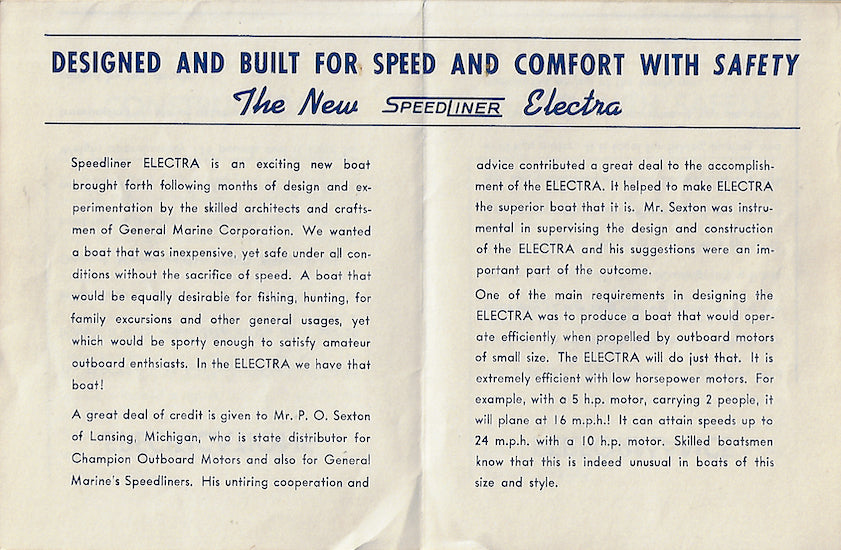 General Marine Speedliner Electra Brochure Brochure