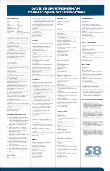 Buddy Davis 58 Sportfisherman Specification Brochure