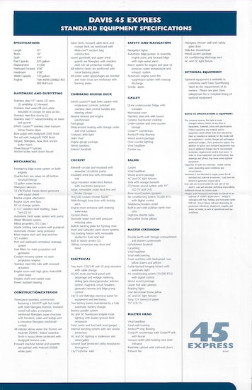 Buddy Davis 45 Express Specification Brochure
