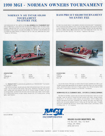 MGI 1990 Bass Boat Brochure