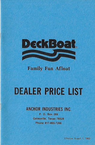 Anchor 1984 DeckBoat Dealer Price List