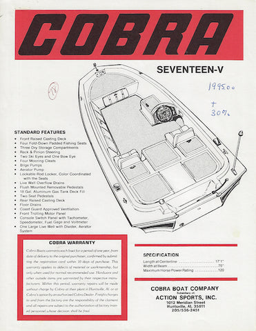 Cobra Seventeen V Specification Brochure