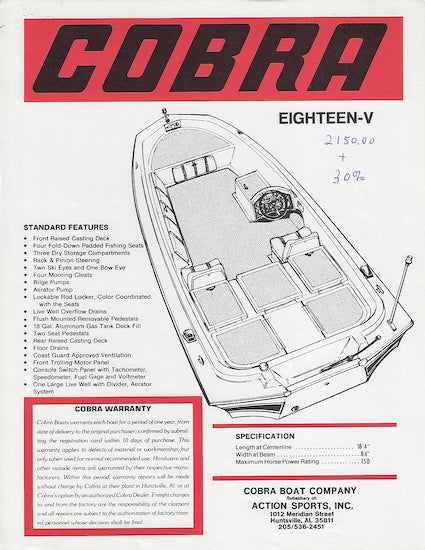 Cobra Eighteen V Specification Brochure