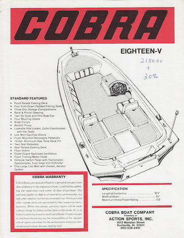 Cobra Eighteen V Specification Brochure