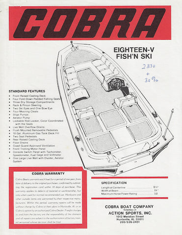 Cobra Eighteen V Fish & Ski Specification Brochure
