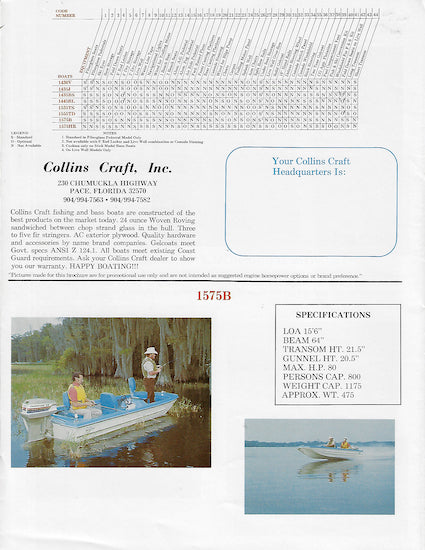 Collins Craft 1970s Brochure