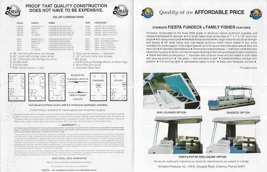 Fiesta 1990s Pontoon Boat Brochure