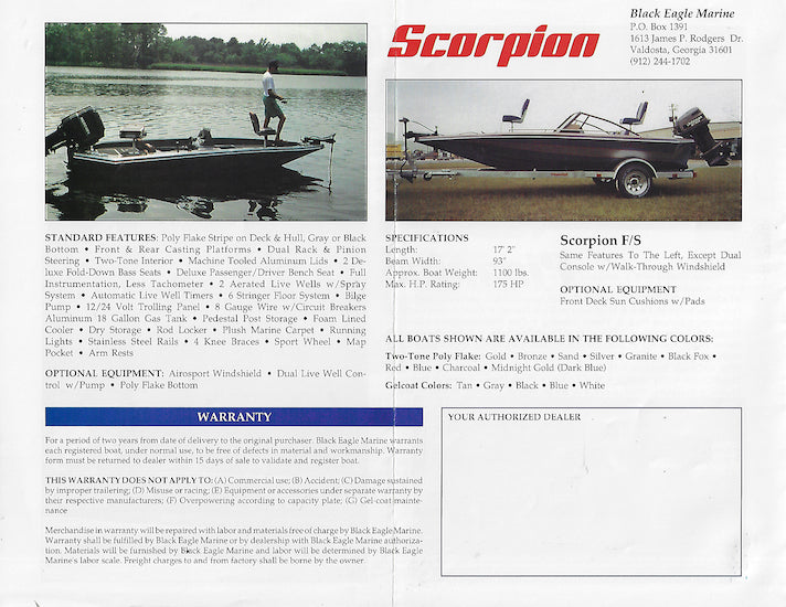 Black Eagle 1991 Boat Brochure