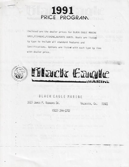 Black Eagle 1991 Boat Brochure