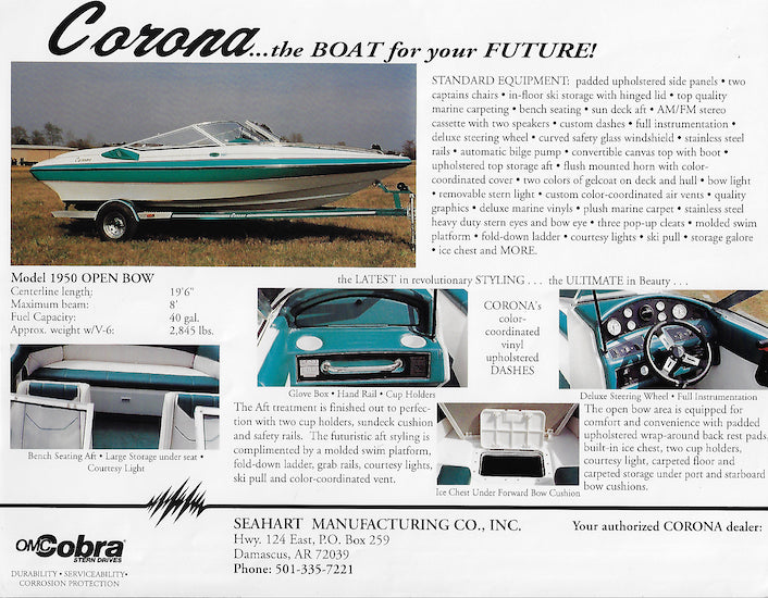 Seahart Corona 1900 Open Bow Brochure