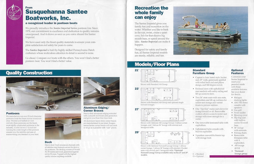 Susquehanna Santee Imperial Pontoon Boat Brochure