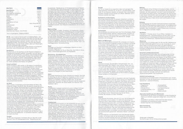 Hallberg-Rassy 39 Specification Brochure