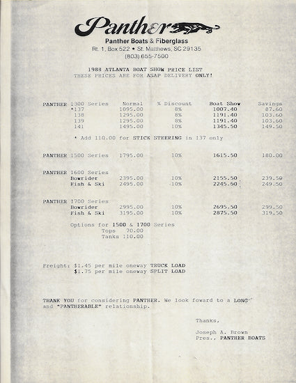 Panther 1988 Brochure