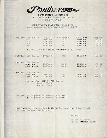 Panther 1988 Brochure