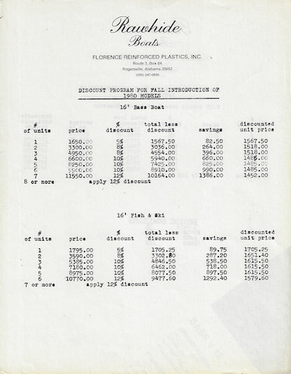 Rawhide Boat Brochure