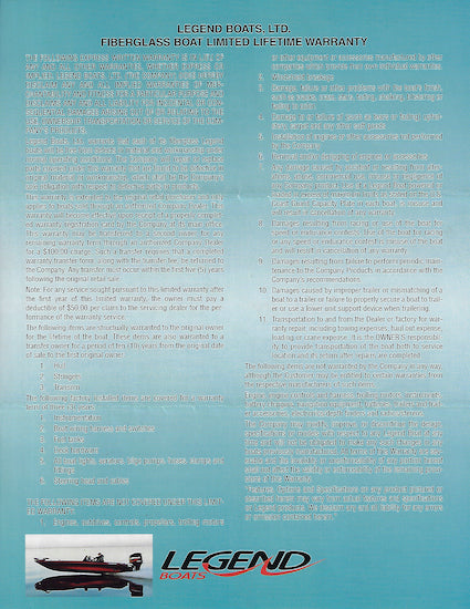 Legend Bass Boat Brochure
