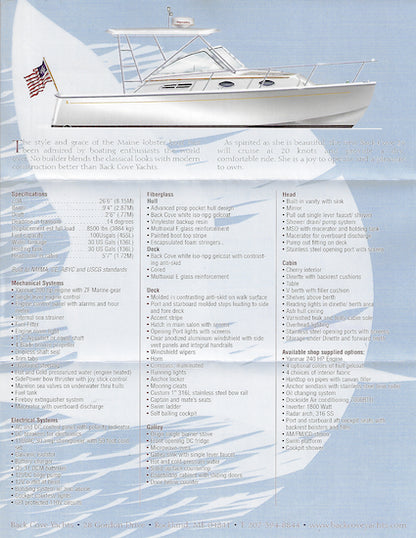 Back Cove 26 Launch Brochure