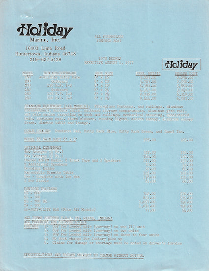Holiday Pontoon Brochure