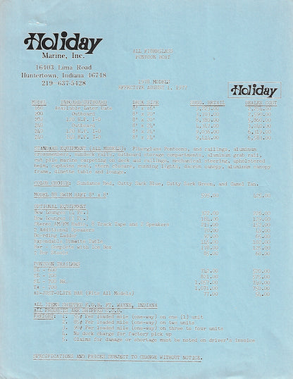 Holiday Pontoon Brochure
