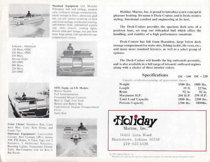 Holiday Deck Cruiser Brochure