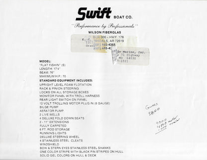 Wilson Swift Flat Fishin Brochure