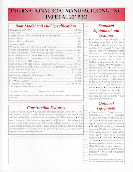 Imperial 23 Pro Specification Brochure