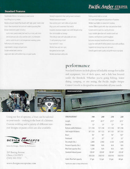 Pacific Angler Striper Center Console Brochure