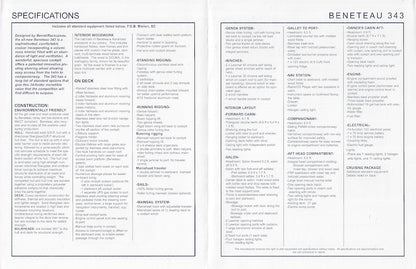 Beneteau 343 Specification Brochure