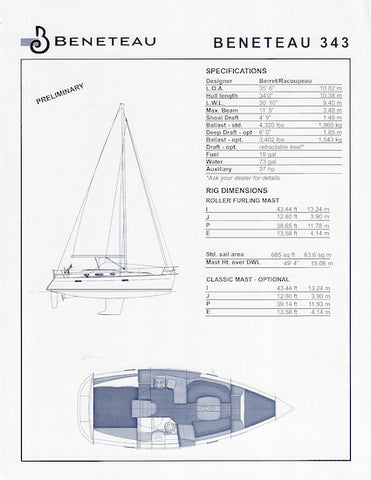 Beneteau 343 Specification Brochure