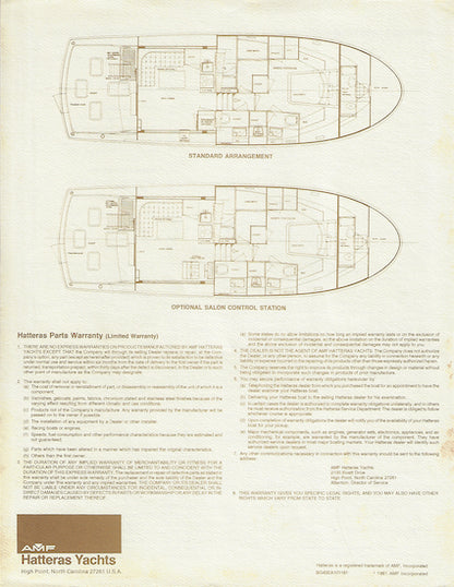 Hatteras 43 Convertible European Arrangement Specification Brochure