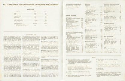 Hatteras 43 Convertible European Arrangement Specification Brochure