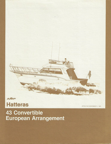 Hatteras 43 Convertible European Arrangement Specification Brochure