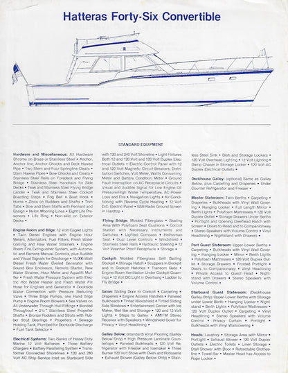 Hatteras 46 Convertible Specification Brochure