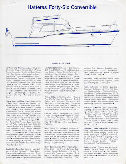 Hatteras 46 Convertible Specification Brochure