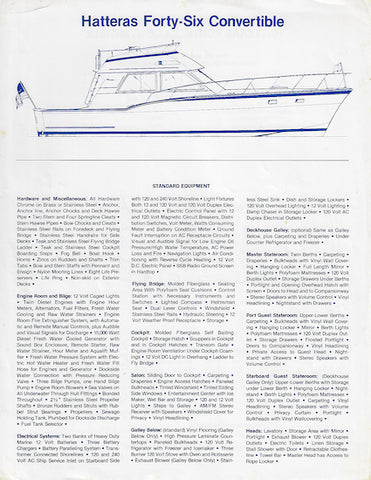 Hatteras 46 Convertible Specification Brochure
