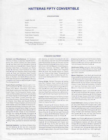 Hatteras 50 Convertible Specification Brochure