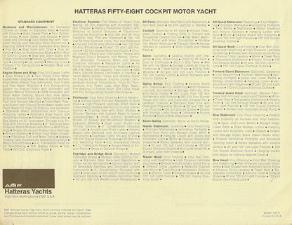 Hatteras 58 Cockpit Motor Yacht Specification Brochure