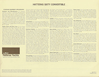 Hatteras 60 Convertible Specification Brochure