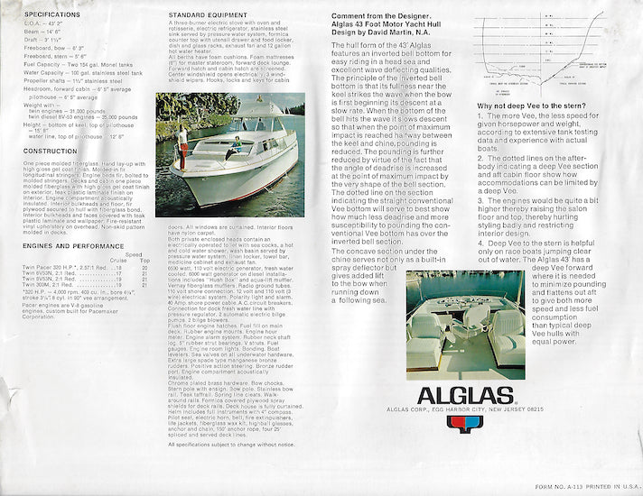 Pacemaker Alglas 43 Motor Yacht Brochure