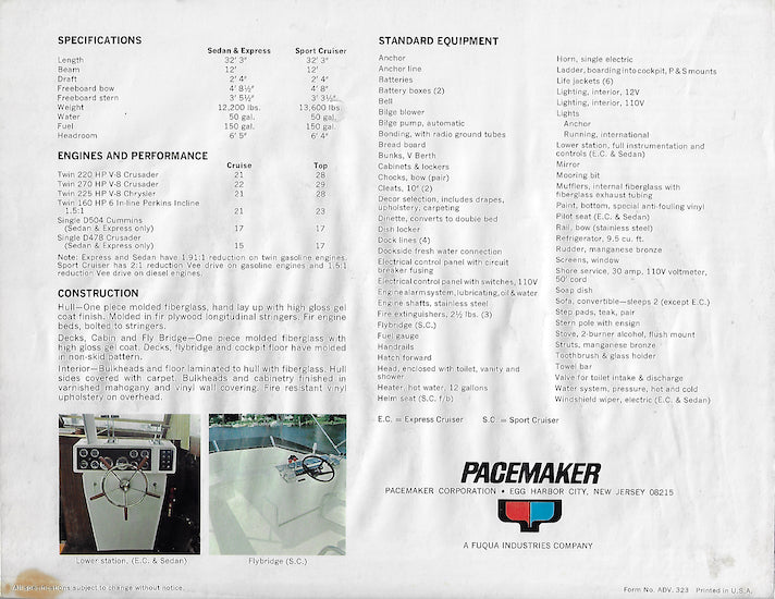Pacemaker 32 Convertible Sedan, Express Cruiser & Sport Cruiser