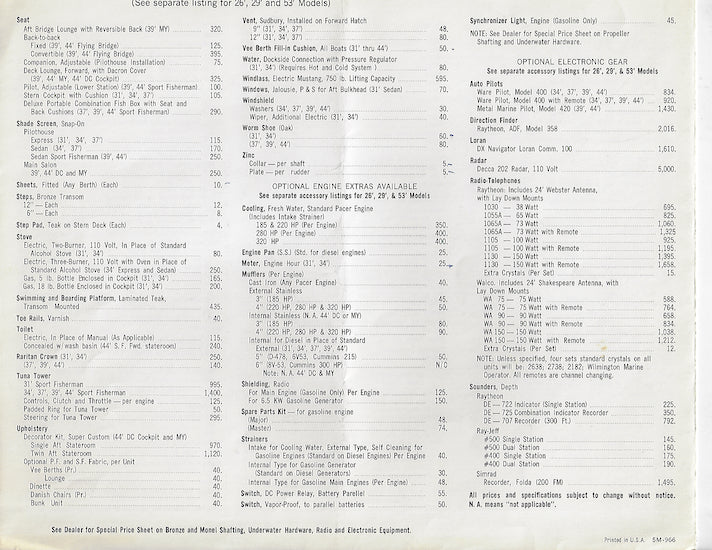 Pacemaker 1967 Price List Brochure