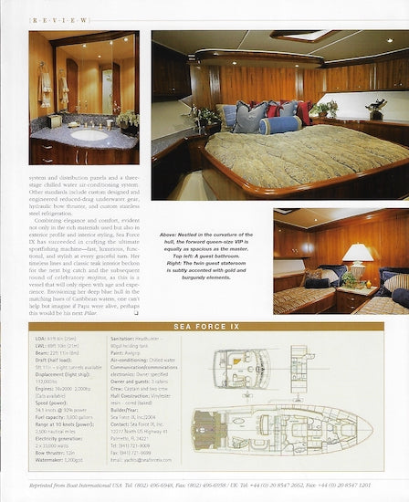 Sea Force IX 81.5 Boat International Magazine Reprint Brochure
