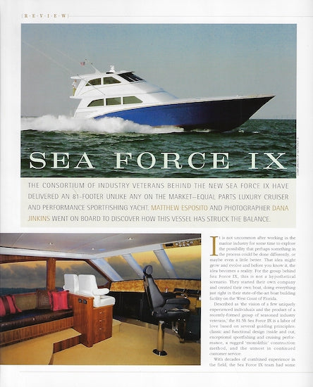 Sea Force IX 81.5 Boat International Magazine Reprint Brochure