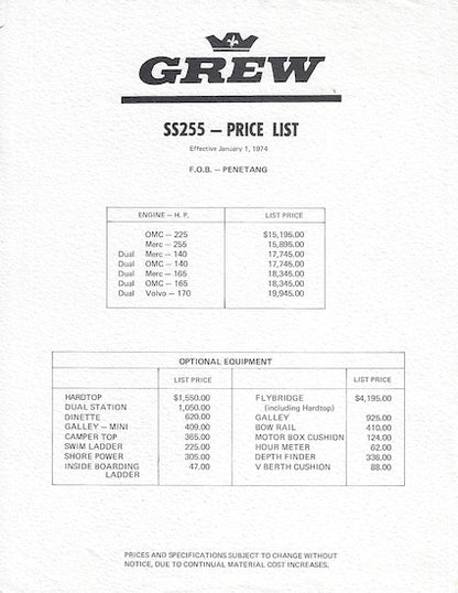 Grew Slickcraft SS-255 Brochure