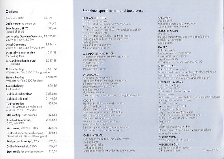 Bavaria 2006 Power Specification & Price Brochure