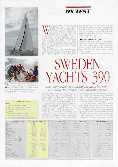 Sweden 390 Yachting World Magazine Reprint Brochure