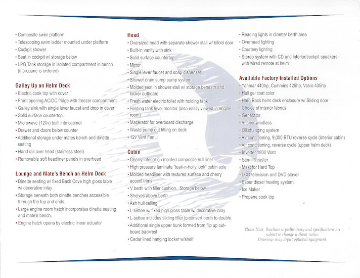 Back Cove 33 Launch Brochure