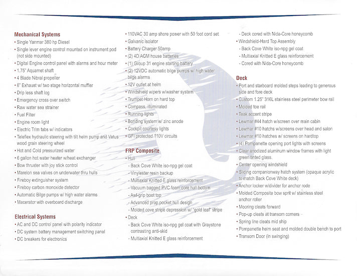 Back Cove 33 Launch Brochure