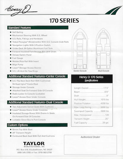 Henry O 170 Series Brochure