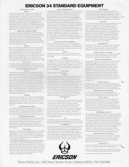 Ericson 34 Mark II Launch Brochure